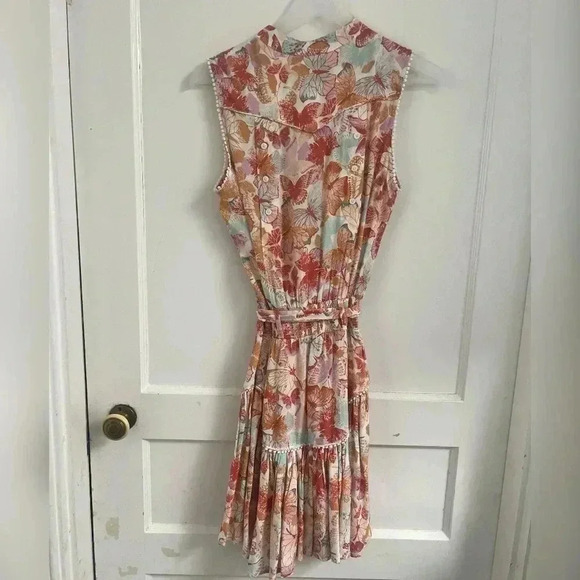 Poupette St Barth Felicia Mini Dress White Orange Butterflies Size XS LIKE NEW - Picture 5 of 5